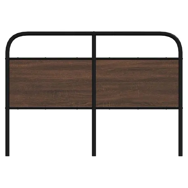Elegant Brown Oak Headboard: Stylish Steel & Engineered Wood Design 3