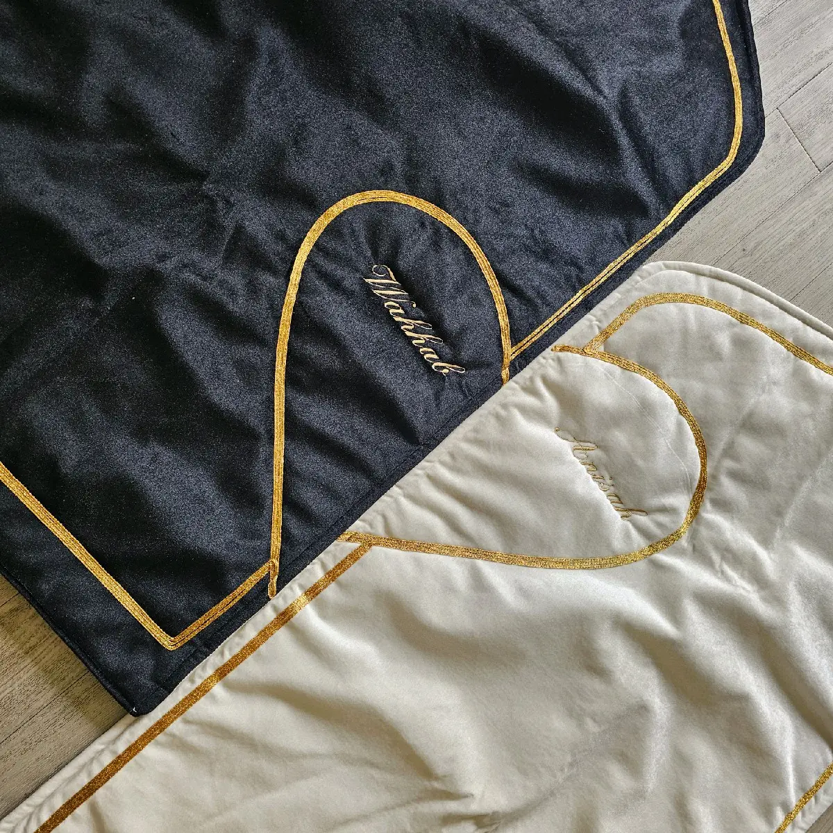 Couples Personalised Padded Prayer Mats – Custom Names in Gold | Luxury Gift Set
