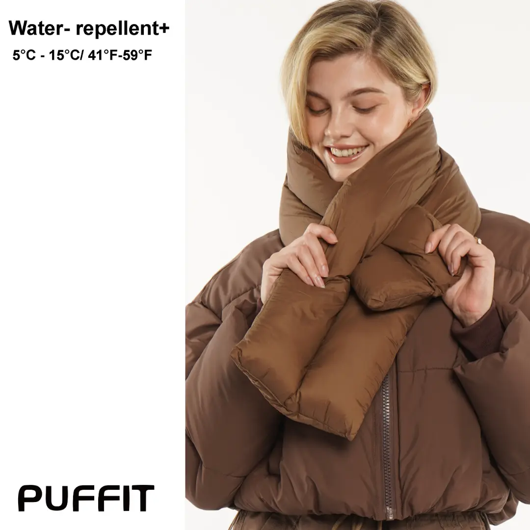 PUFFIT Padded scarf with Puffit logo label stitched at bottom
