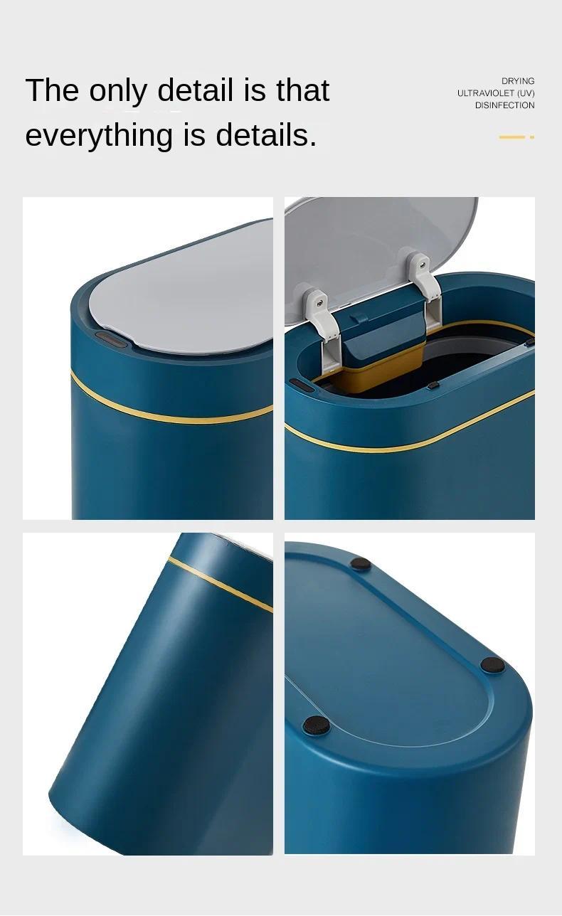 Product Introduction of 7L Trash Can Smart Sensor Trash Can Automatic Household Electronic Kitchen Trash Bin Toilet Waterproof Narrow Seam Sensor Bin 34