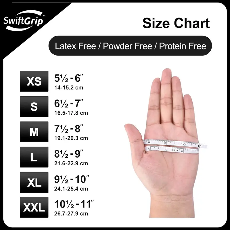 Black Nitrile Disposable Gloves, Medical Grade Rubber Gloves Latex Free & Powder Free for Cooking, Tattoo, Examination, Cleaning, Hair Dyeing, Salon (Box of 100, Large) 4