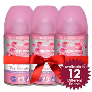 AirPure Moments Automatic Air Freshener Refills - 250ml, Pack of 3, Apple Fragrance, Dry Mist Formula, Alcohol-Free, Cruelty-Free, Vegan Room Scented