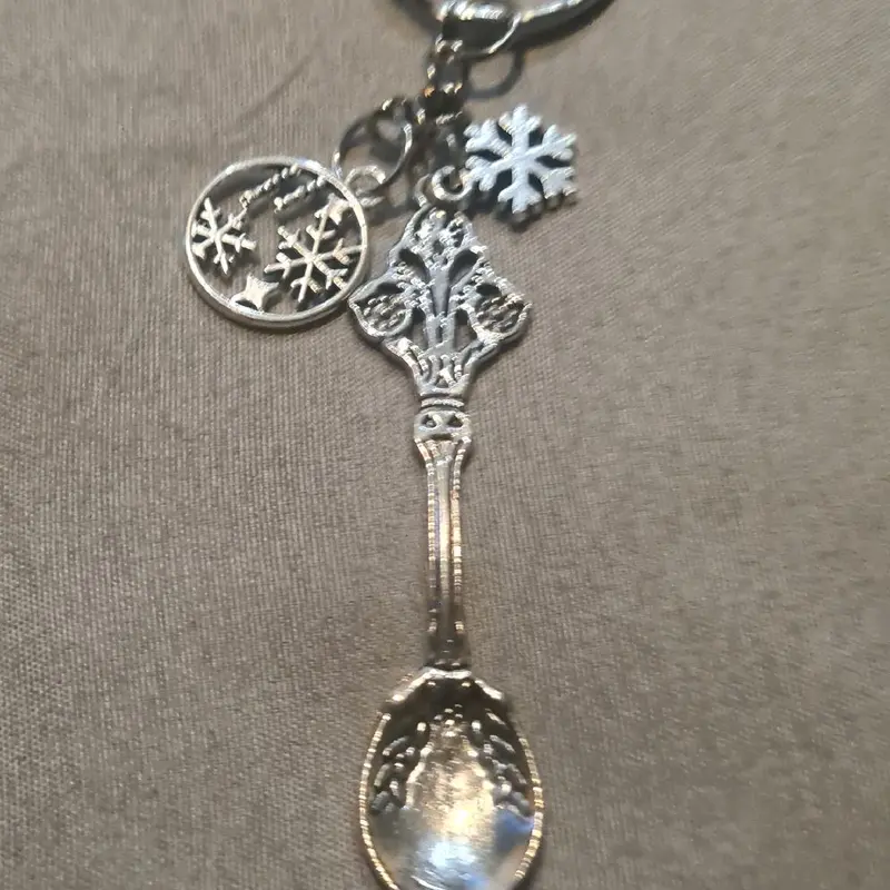 Silver Spoon Keyrings with Snowflake Charms 3
