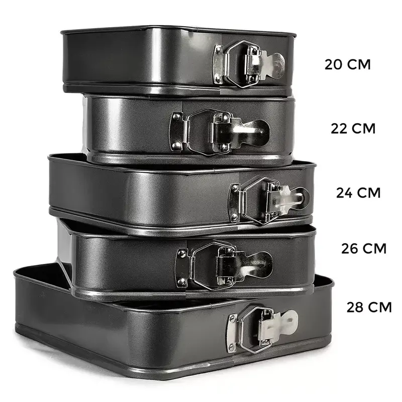 5PC NON STICK SQUARE CAKE TIN TRAYS BAKE CAKE SET BAKING MOULD PLATE 5 Pcs Square Non-Stick Spring Form Cake Pan Bake Tray Tins Parties Wedding Gift Set 1