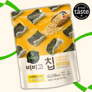 bibigo Seaweed Crisps - Korean Savoury Snack, Brown Rice Coated Chips, 40g, Crispy International UK Puffs veggie snacks crisps