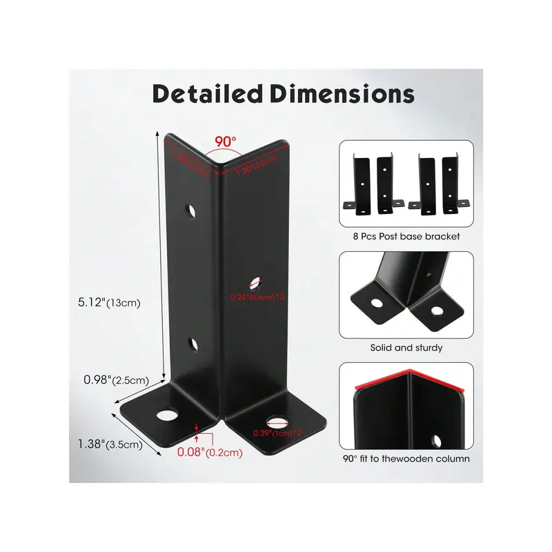 Versatile 8 - Piece Deck Post Anchor Set: Perfect For Multiple Post Sizes, Heavy - Duty Repair Solution 2