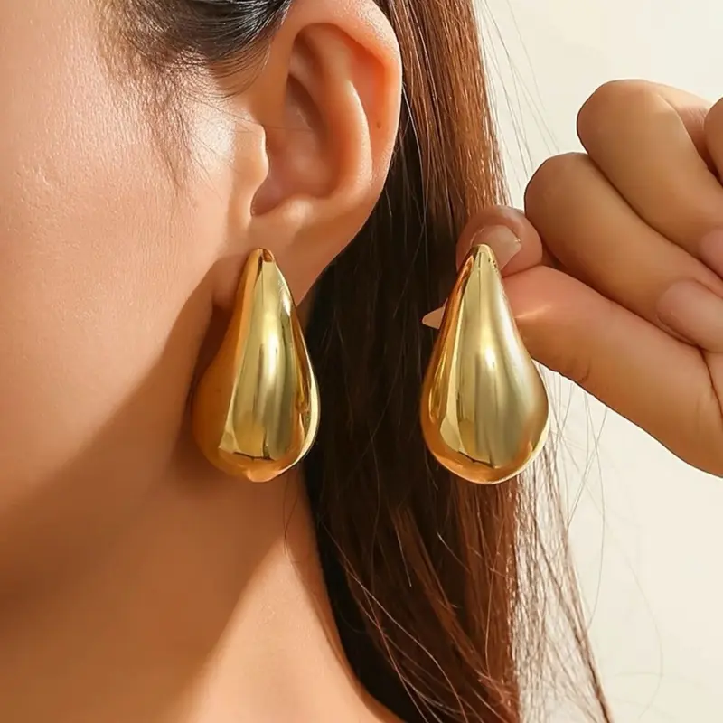 Stainless Steel Romaine Chunky Drop Earrings for Women