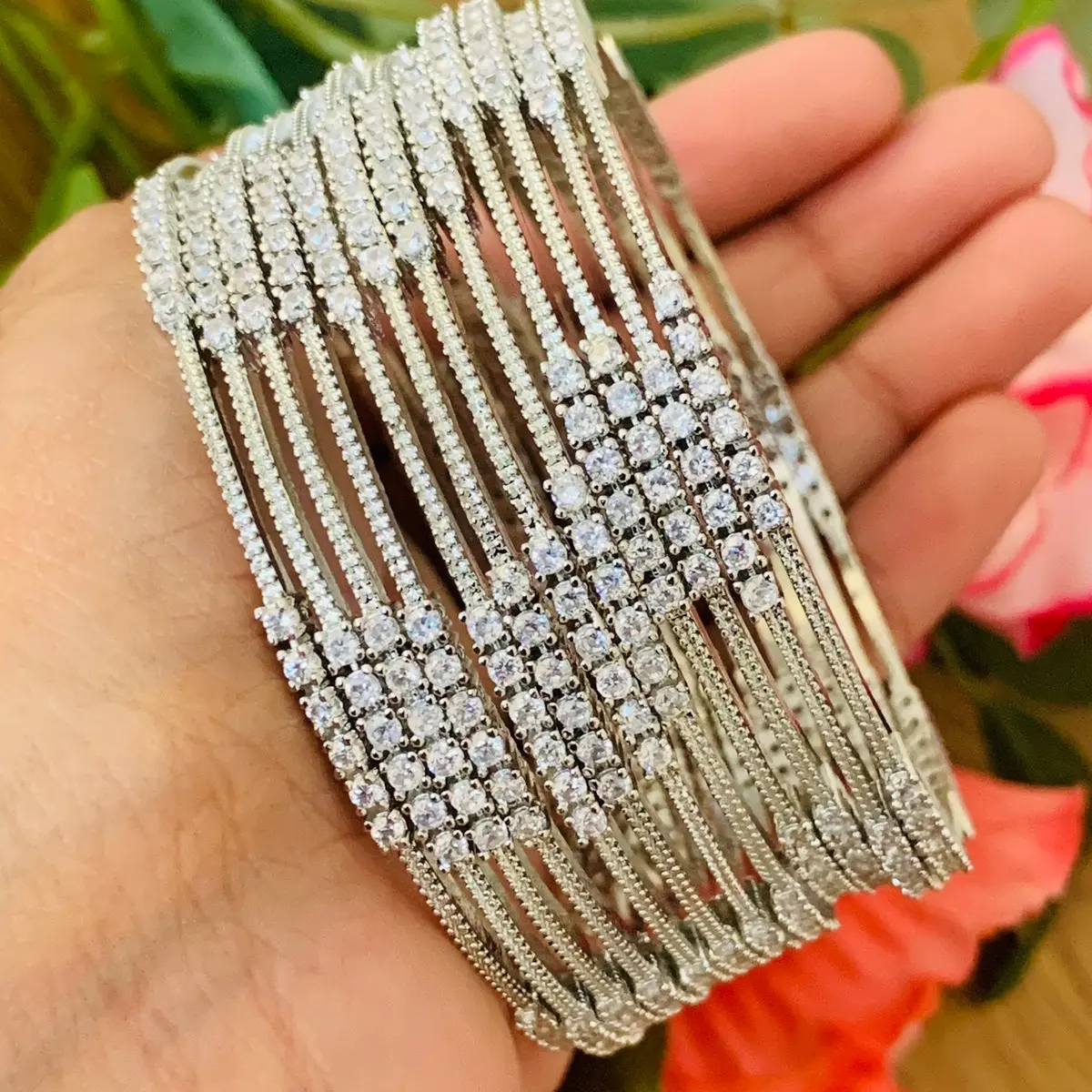 Gorgeous Gold Silver Cubic Zirconia Bangles Engagement Birthday Auspicious Anniversary Wedding