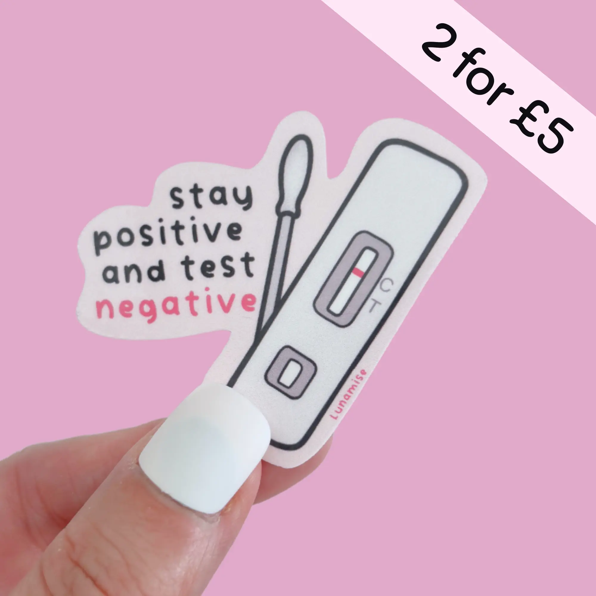 Test Negative White Vinyl Sticker for Crafts, Office, Work, or School