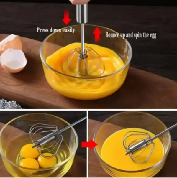 Semi Automatic Multifunctional Handheld Egg Whisk - Stainless Steel Egg Beater for Kitchen Baking - Utensils, Cover