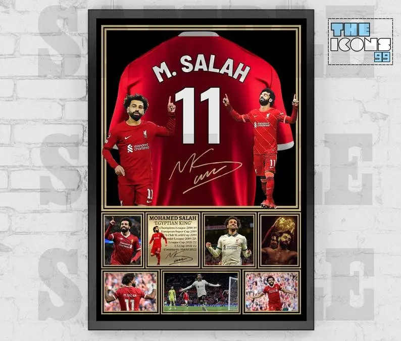 Liverpool FC Icon MOHAMED SALAH Football Shirt Back Print / Poster / Framed Memorabilia / Collectible / Signed