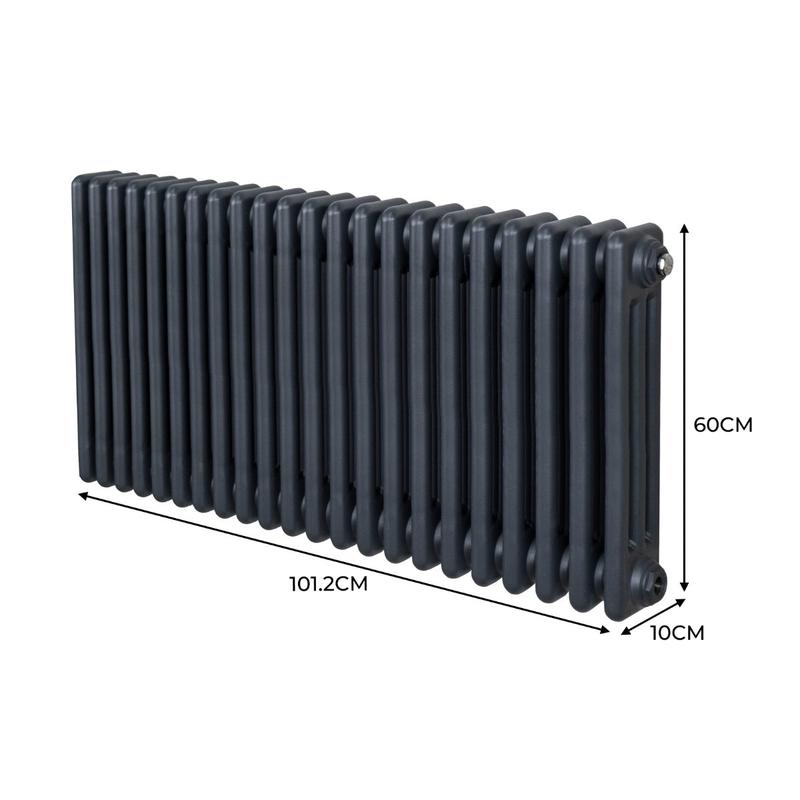 Traditional 3 Column Radiator - 600 x 1012mm - Anthracite Grey 3