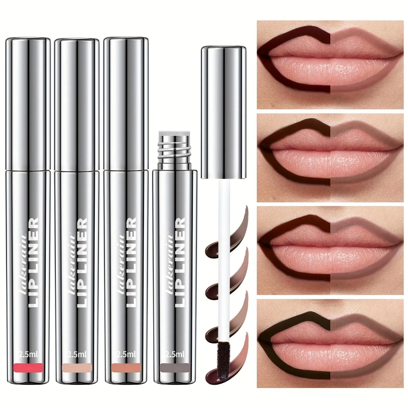 Lip Stain Peel 4 Color Peel Off Lip Liner Tattoo Lipgloss Waterproof Long Lasting Matte Lip Ink Lip Tint Sexy Red Brown Contour Lipliner Makeup Cosmetic Eyeliner
