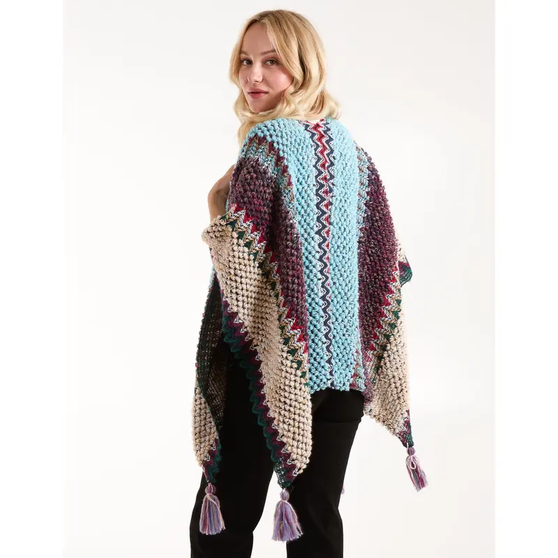Poncho With Tassel Detail 3