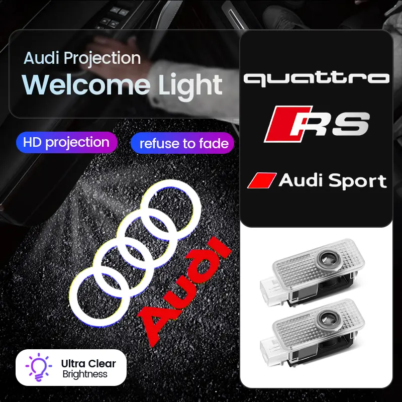 2PCS Led Car Door logo Welcome Light For Audi A4 B5 B6 B7 B8 B9 A1 A3 8V 8P 8L A6 C5 C6 C7 A5 A7 A8 Q3 Q5 Q7 TT S3 S6 Sline Quattro