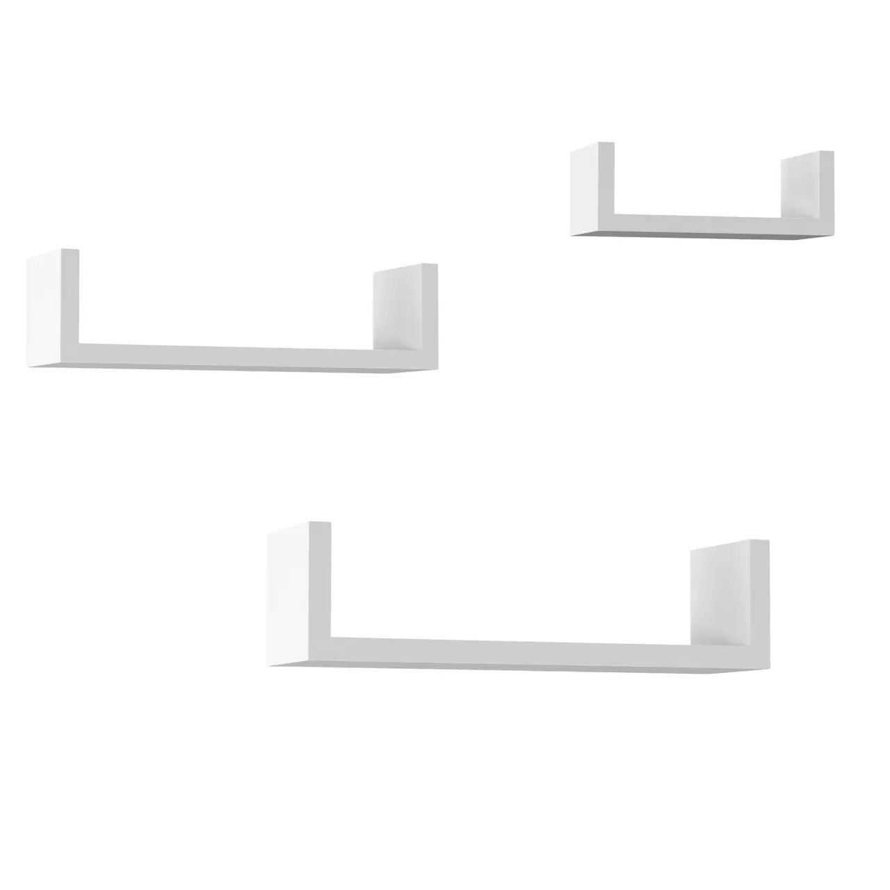 Set of 3 U-Shaped Floating Wall-Mounted Shelves