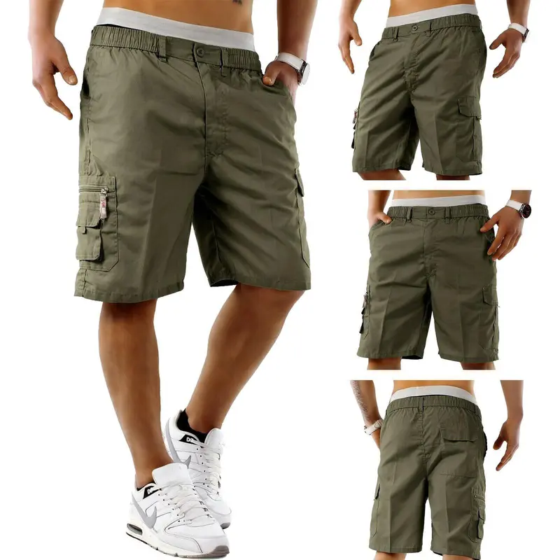 Mens Elasticated Waist Multi Pockets Cargo Shorts Combat Poly Cotton Pants M L XL 2XL 3XL 4XL 5XL 6XL Casual Menswear 4