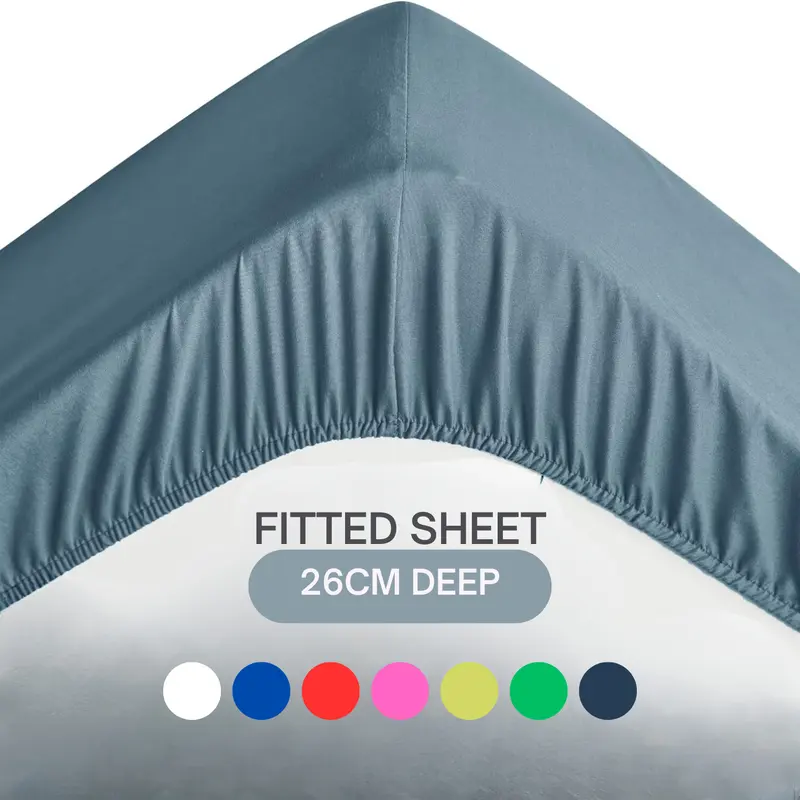 26cm Fitted Sheet Queen - 100% Brushed Microfiber Quality 1800 Ultra Soft Fitted Sheet - Bottom Sheet Shrinkage & Fade Resistant - Deep Pocket Up to 16" - 1 Queen Fitted Sheet Only (White) 0