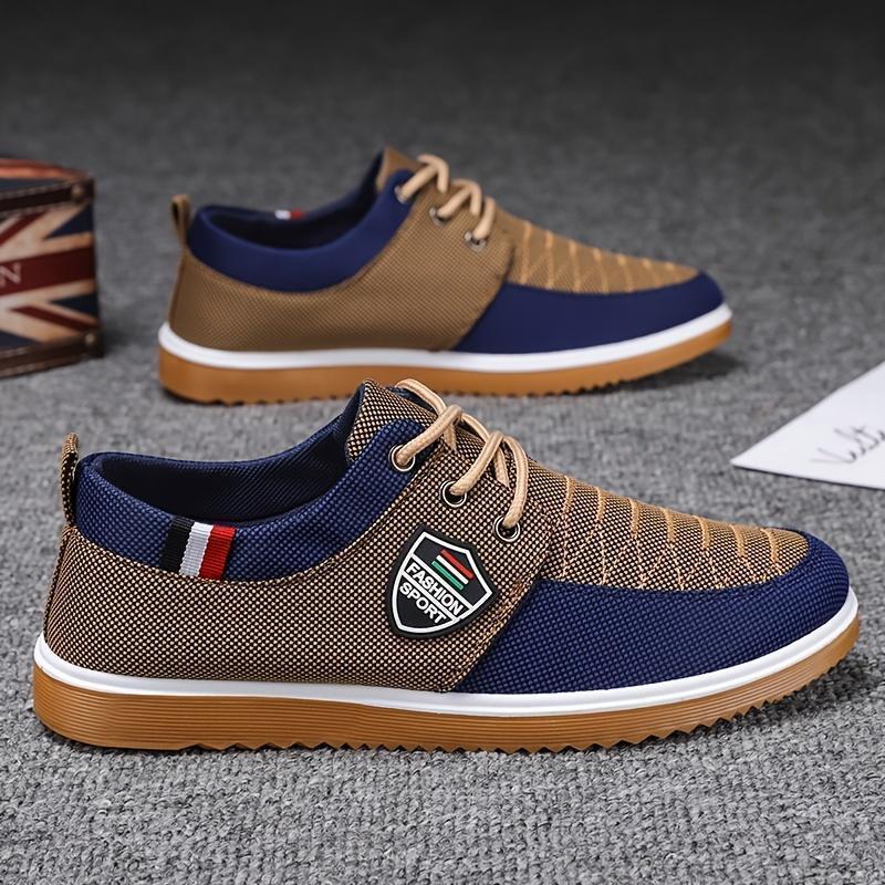 Elevate Your Walk: English-Style Men's Canvas Sneakers - Comfortable, All-Season, Solid-Color Lace-ups Closed Trainer Runner Training Athletic Running Sports Shoes Boy Casual Footwear Walking Shoes 2