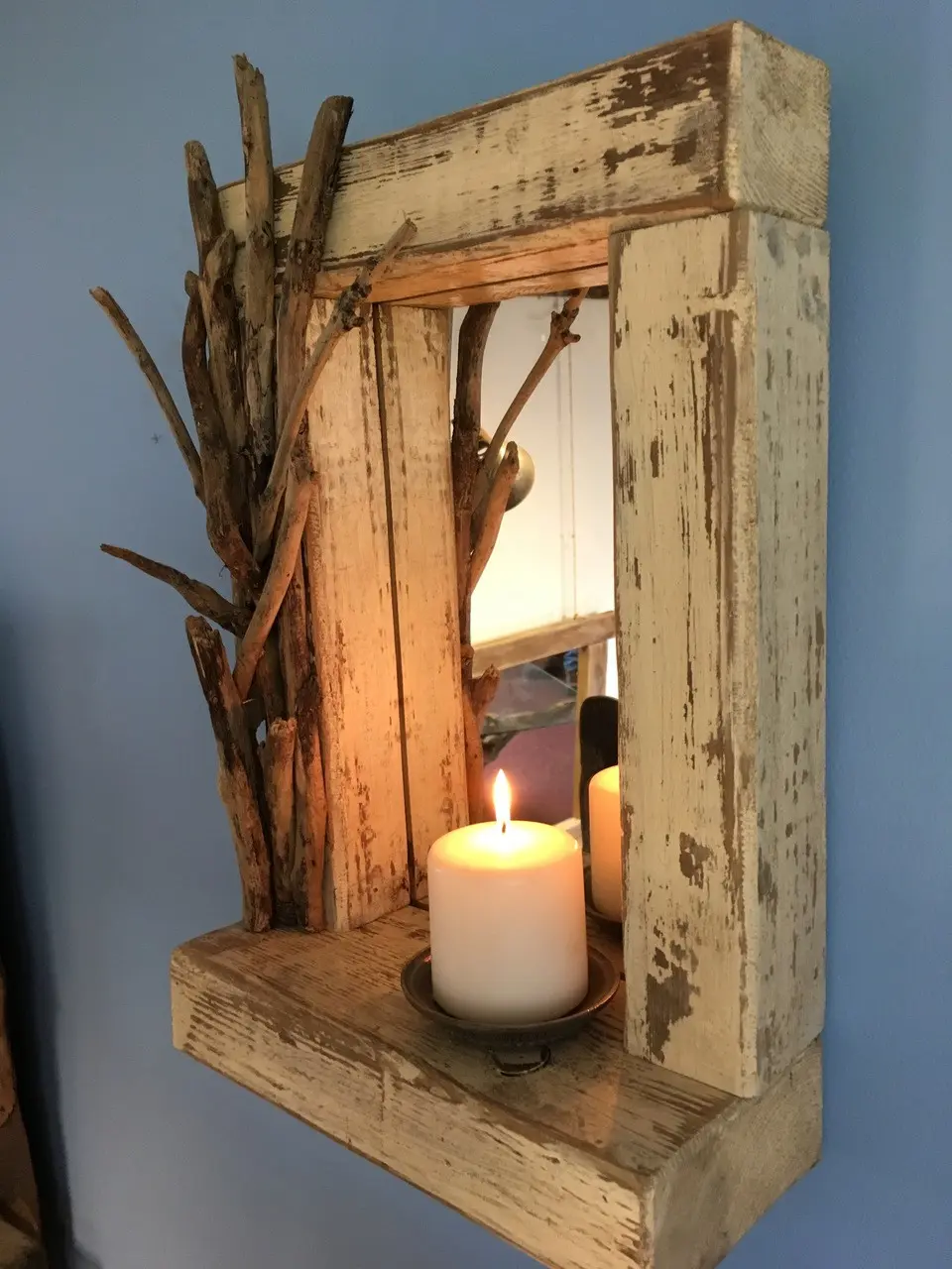 "Daisy" Whitewashed Driftwood Mirror