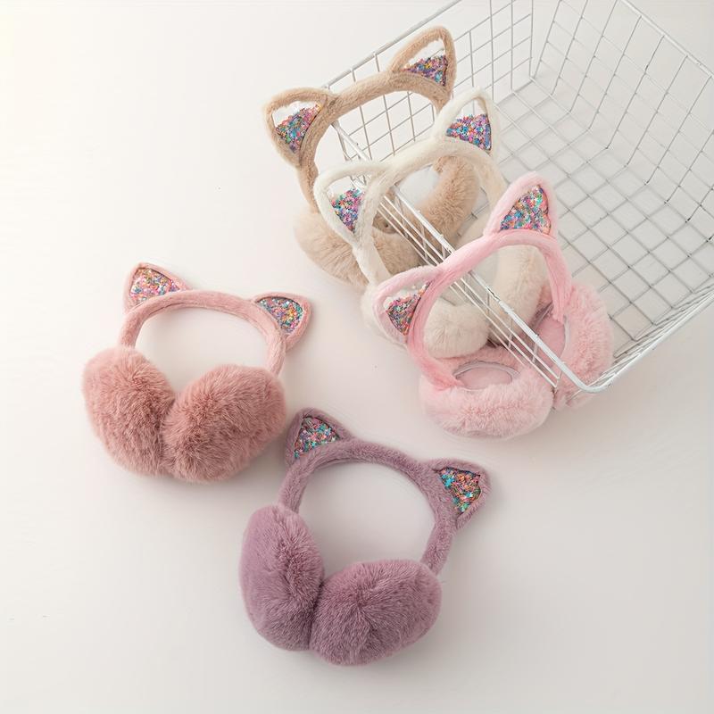 Product Introduction of Festive Cat Ear Headphones: Soft Faux Fur Ear Warmers with Sparkly Ears - Perfect for Winter Fashion 5