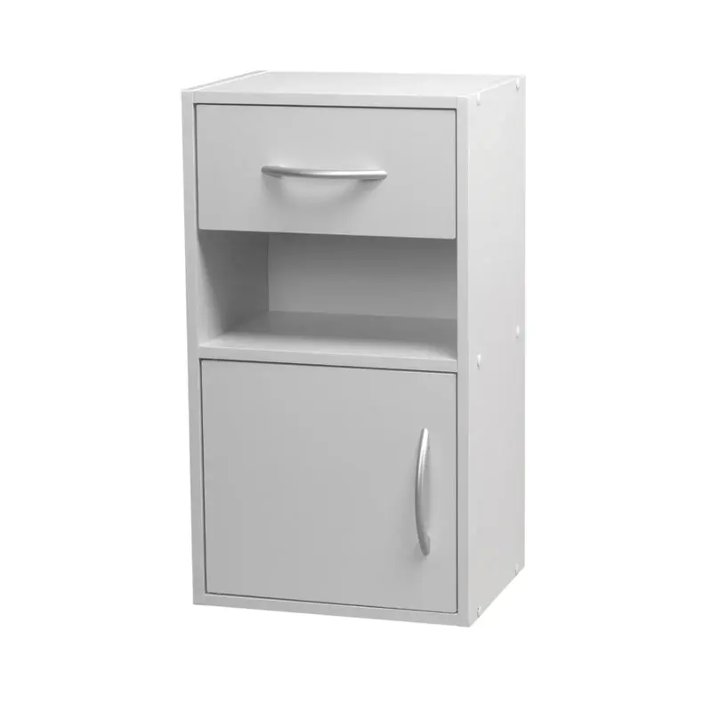 1 Door 1 Drawer Wooden Bedroom Bedside Cabinet Shelf Nightstand Side Table Unit 2
