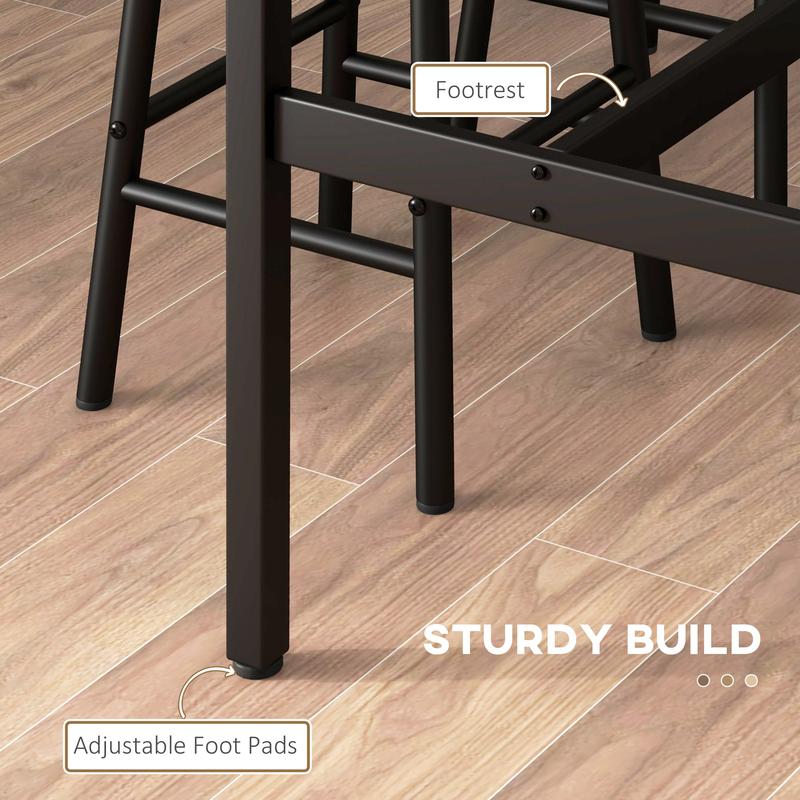 3 Piece Bar Table Set with 2 Stools, Industrial Bar Table and Stool Set, Dining Table and Chair Set for Small Space, Grey 5