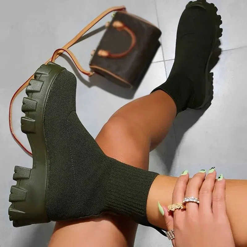 Womens Chunky Sole Platform Boots Footwear