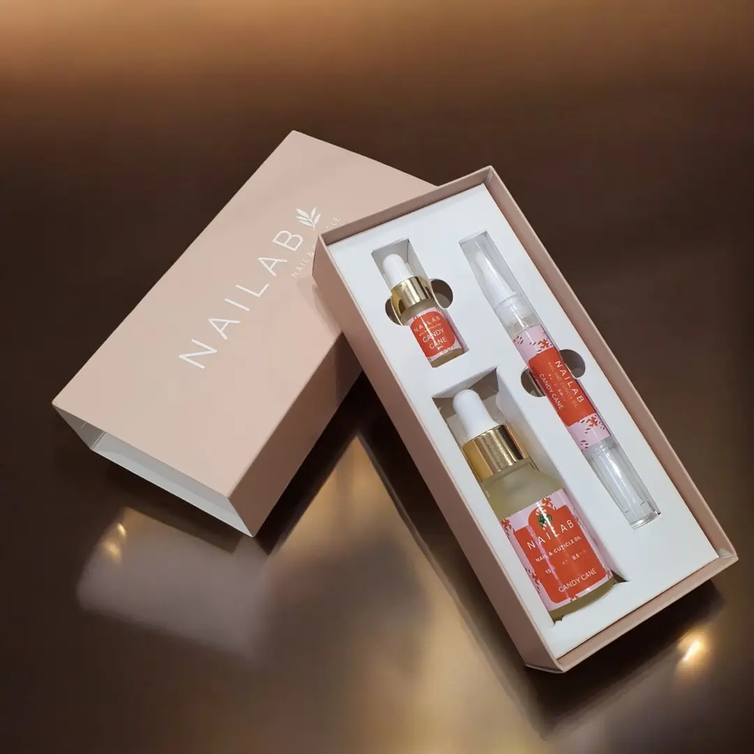 NAILAB Scented Nail And Cuticle Oil Gift Set, 2ml Dropper, 3ml Twist Pen, 15ml Dropper, Sleek Gift Box Nail Care