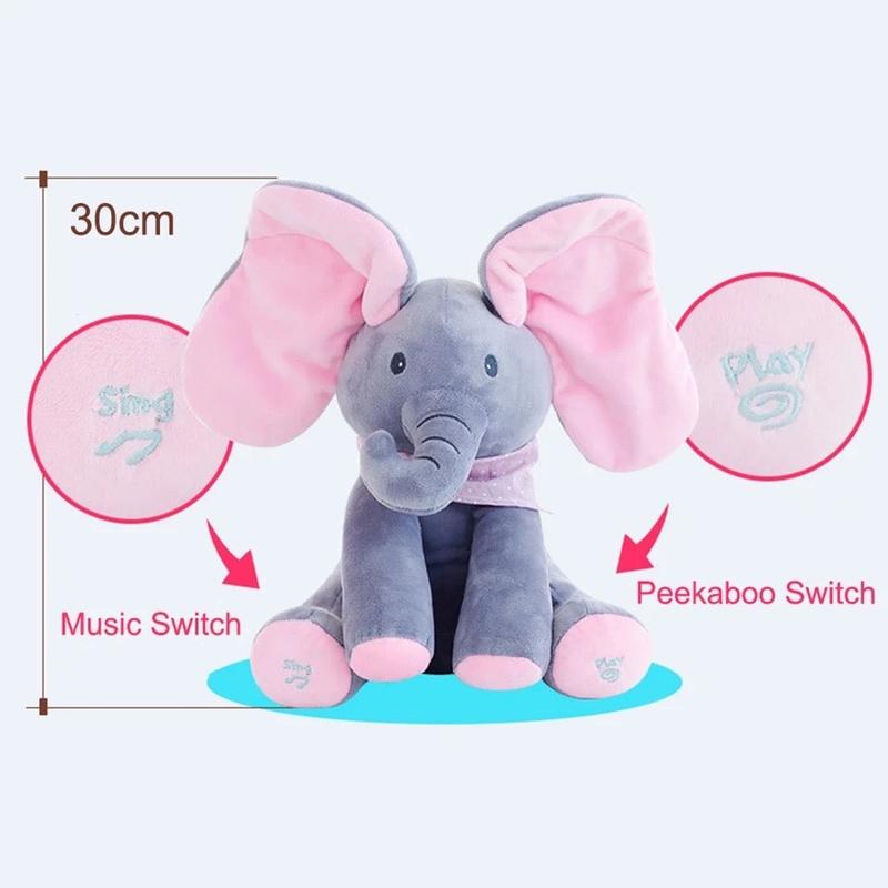 Peek-a-boo ,Singing Elephant Plush Toy with Moving Ears for Baby Gift - Cute Stuffed Animal 1
