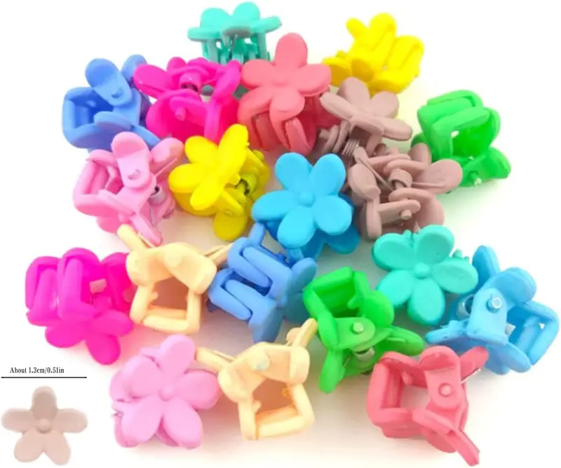 50Pcs Flower Hair Clip 0.51 inch Mini Flower Clips Plastic Hair Claw Clip Small Bangs Hairpin for Women Girls Toddlers 1