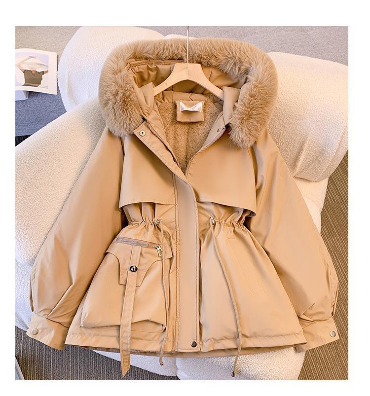Product Introduction of winter Down Cotton Dress Women's Short Large Fur Collar Style Overcoming Slim Waist Fashion Casual Coat 7