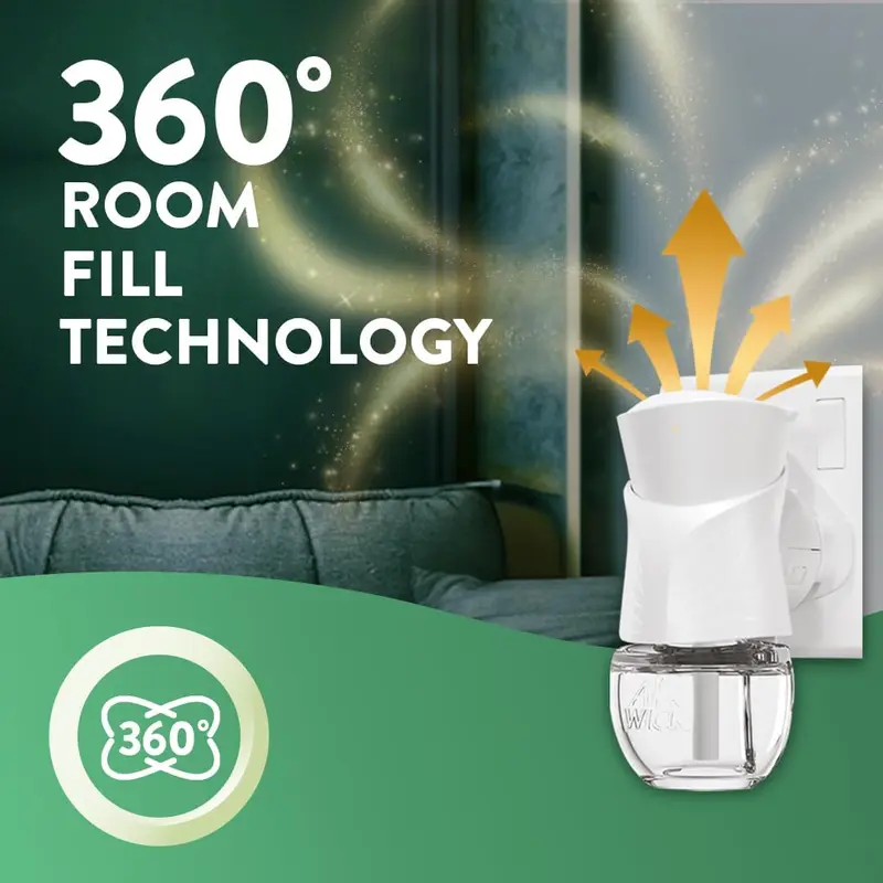 Air Wick Plug in Diffuser Kit, Crisp Linen and Lilac, 1 Device & 3 Refill (19ml), Long Lasting Fragrance, Lasts up to 300 days, Plug in Air freshener 5
