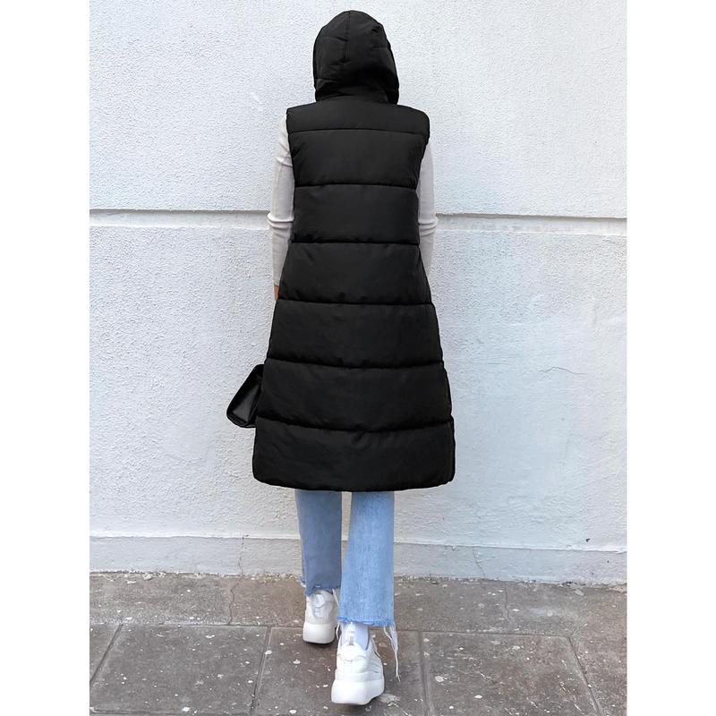 Zip Up Hooded Puffer Vest Coat Fit Womenswear 1