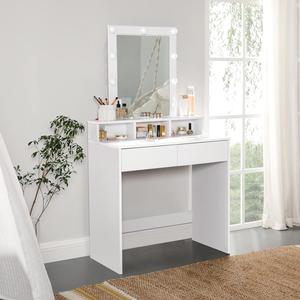 SONGMICS HOME Dressing Table with Large Rectangular Mirror, Vanity Table with 2 Drawers and 3 Open Compartments, Makeup Organiser Table, Modern Style, for Bedroom, Dressing Room, Birthday's Gift