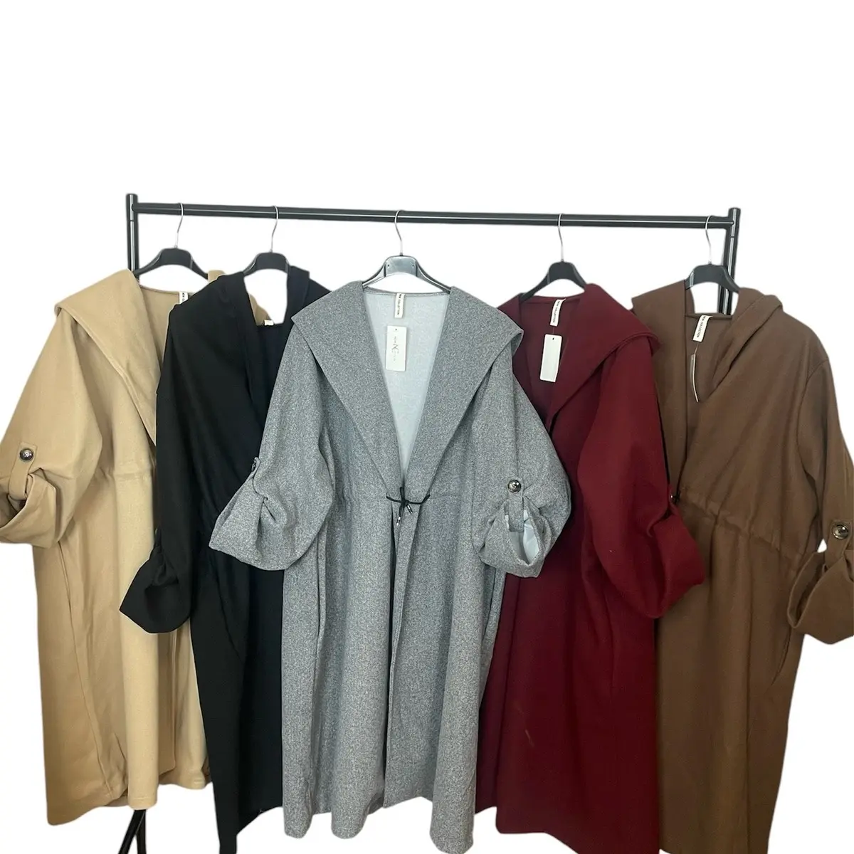 Luvtoria Women's Elegant Draped Mid-Length Coat with Hood - UK Size 8-18, Women's Jacket - Womenswear, Jackets