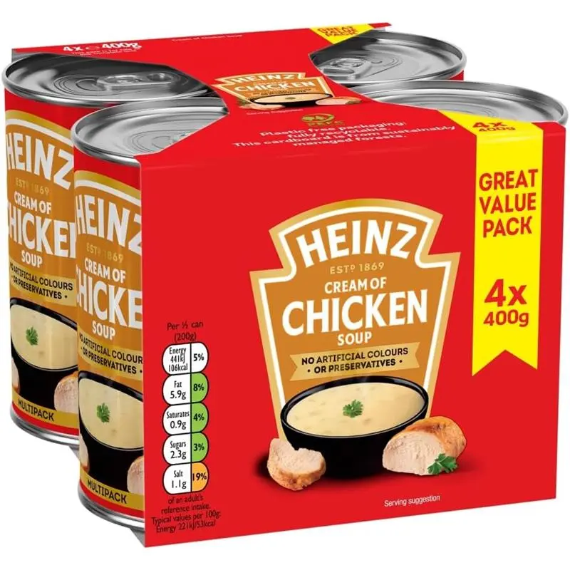Heinz Classic Cream of Chicken Soup 4x400g - Low Fat, No Artificial Colors or Preservatives - Dip