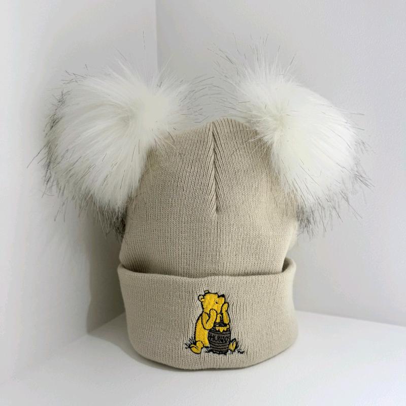 Honey Bear Double Pom Hat Beige 1