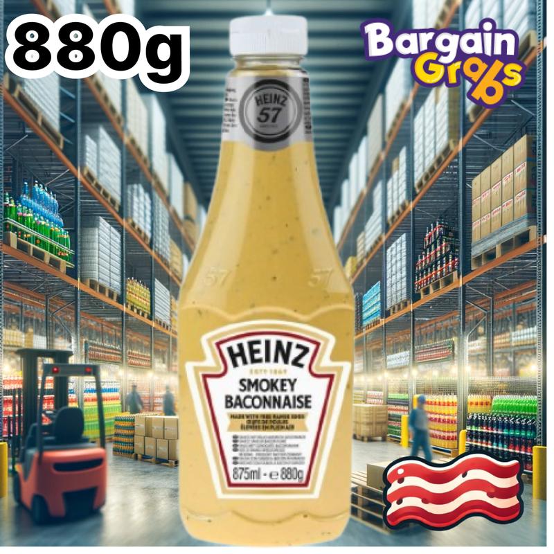 Heinz Smokey Baconnaise 880g Large Bottle – Creamy Bacon-Flavoured Mayo, BBQ Sauce Alternative – Best Before End 08/2025 Dip Sambal 3