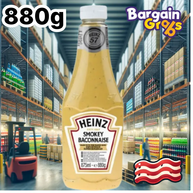 Heinz Smokey Baconnaise 880g Large Bottle – Creamy Bacon-Flavoured Mayo, BBQ Sauce Alternative – Best Before End 08/2025 Dip Sambal 3