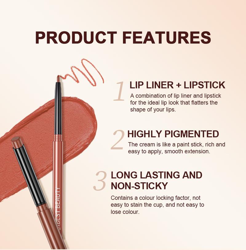 Product Introduction of QIBEST Lipstick Pencil Waterproof Sexy Red Nude Purple Matte Tint Lipstick Lasting Lip liner Pen Longlasting Makeup Cosmetics Eyeliner Lipliner 35