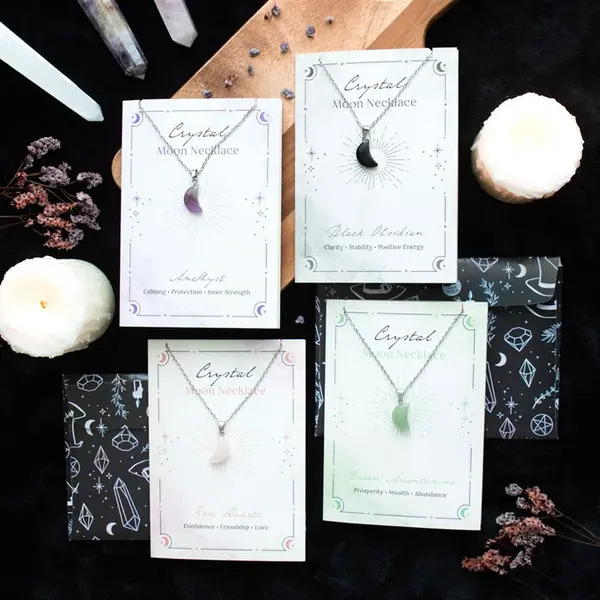 Amethyst Crystal Moon Necklace on Greeting Card 5