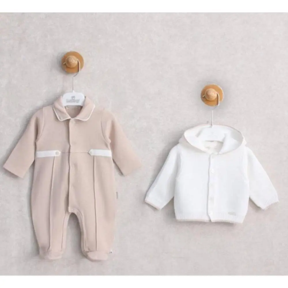 Classic Baby Romper and Knitted Hoodie Set