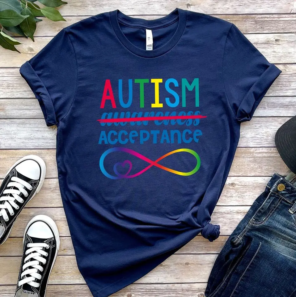 NeuroFriends  Red Instead Autism Shirt, Autism Acceptance T-Shirt, In April We Wear Red Autism Acceptance Shirt UKY24025395