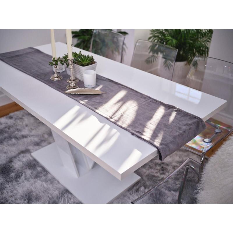 White Gloss Dining Table Small Kitchen Extending 120-160cm V Leg 6-8 Seats Masy 6