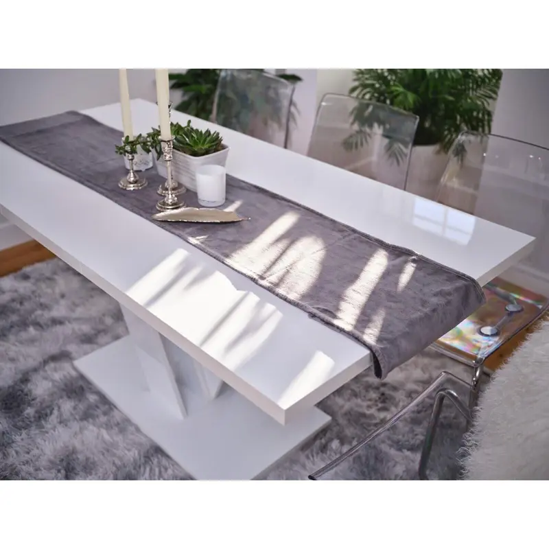 White Gloss Dining Table Small Kitchen Extending 120-160cm V Leg 6-8 Seats Masy 5
