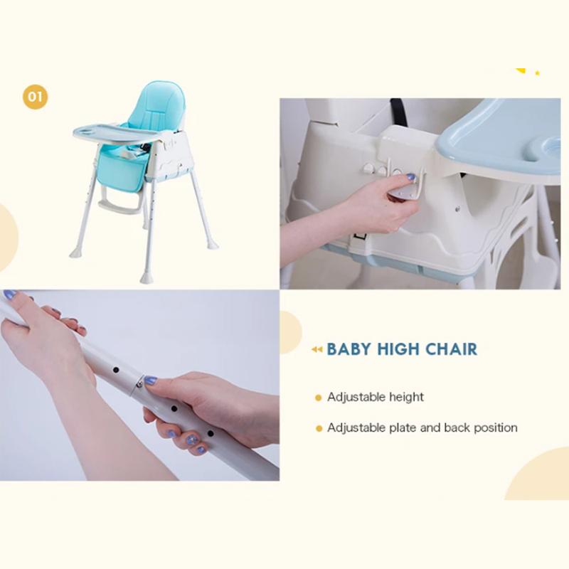 3-in-1 Baby High Chair – Portable, Adjustable, and Comfortable Dining Chair with 3-Point Safety Belt, Foldable Backrest, and Detachable Tray 4