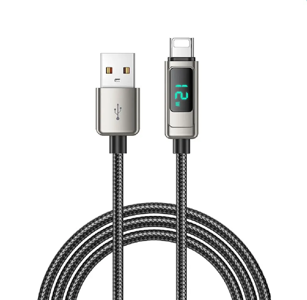 VEN-DENS Fast charging USB A to Lightning cable - 2A 8W- Intelligent digital display for iPhone 10 11 12 13 14 pro max XR XS X, Airpods, iPad and more (1.5m) Smartphone Cellphone