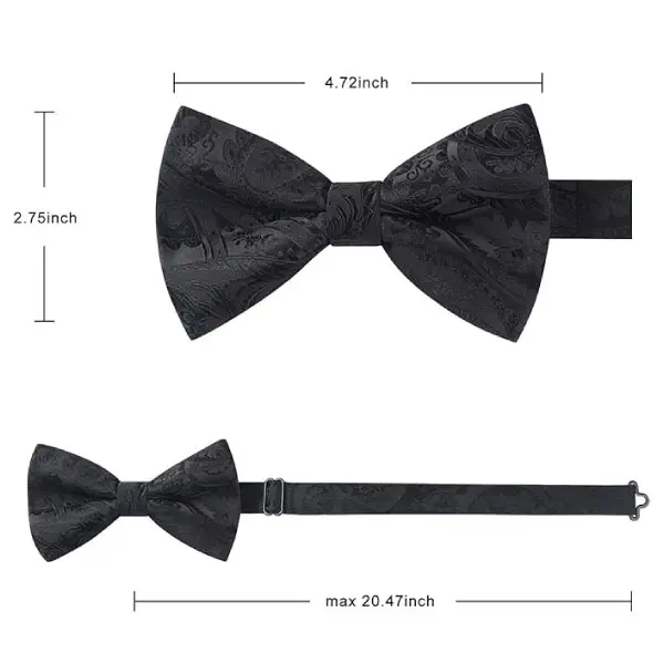 Men's Solid Color Pre-tied Bow Tie Adjustable Tuxedo Two Layer Bow Tie and Pocket Square Set with Gift Box 7