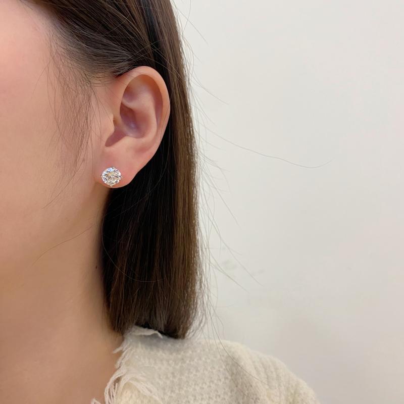 Round Brilliant Cut 8mm Studs Sterling Silver 925 3